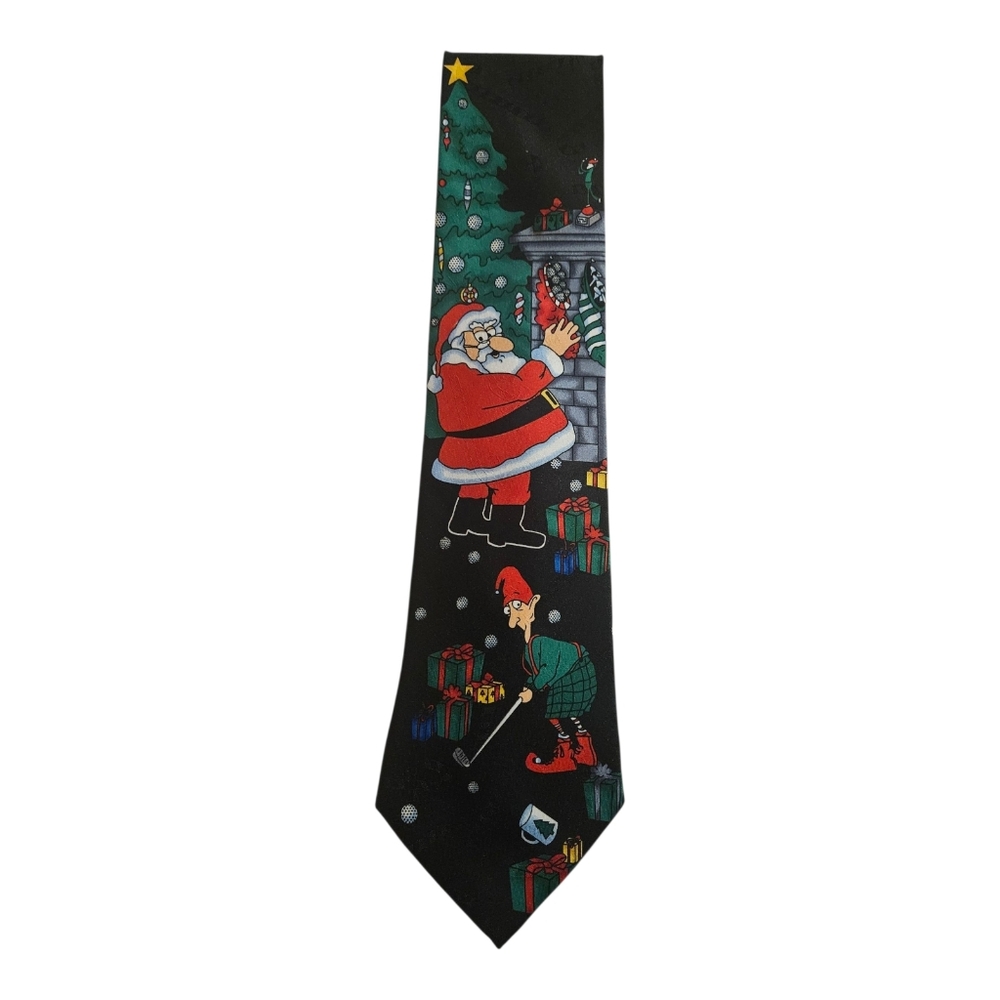 Hallmark Santa Claus & Elf Golfing Christmas Tie SpecialTies by MMG Corp